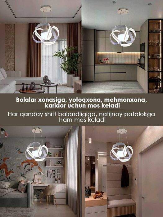 Lyustra zamonaviy dizayn, 3xil yoritish rejimi, zal ofis uchun qandil.