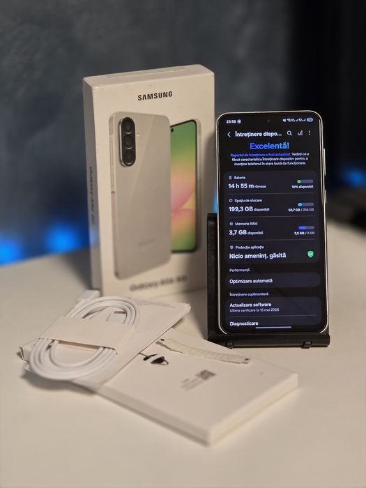 Samsung Galaxy A56 / 256GB / 8GB Ram / Culoare Awesome Olive / 21 cicluri încărcare / Fullbox / Folie display / Husă / Liber de rețea / Preț fix !