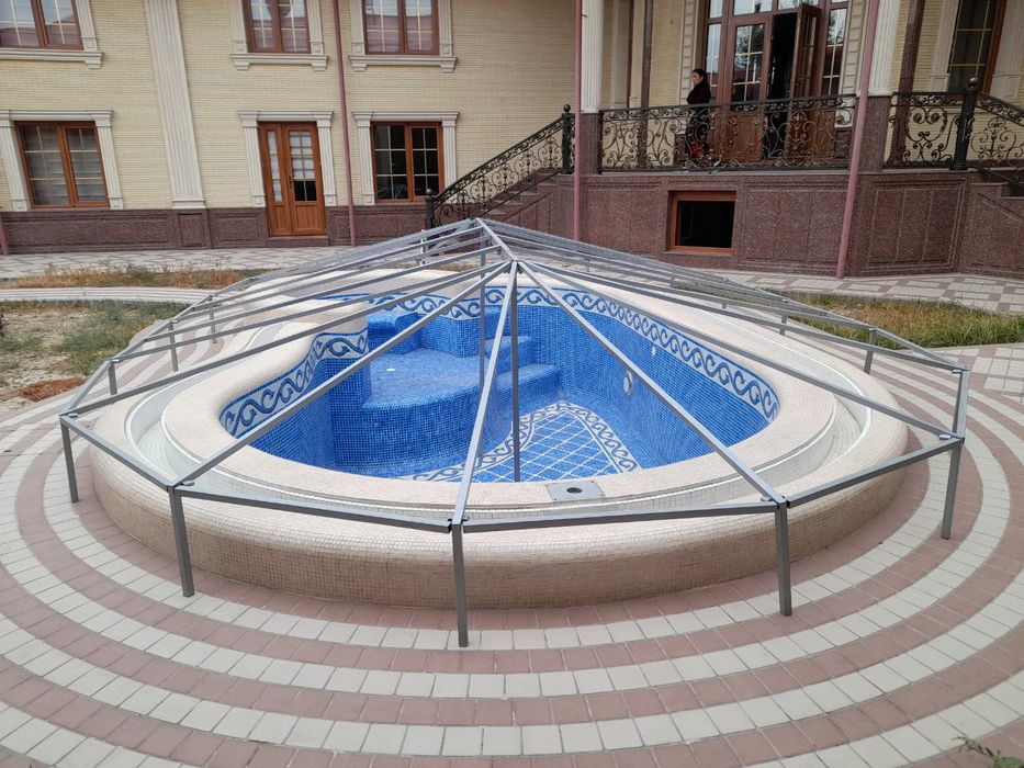 Банер баннер бассен бассейн навес сварка тент установка киламиз оптим