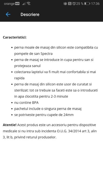 perna masaj marimea M (cupa 24), pompa muls spectra