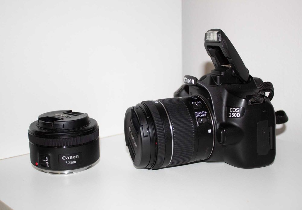 Canon EOS 250D с 2 обектива Canon EF-S 18-55mm+ EF 50mm f/1.8 STM