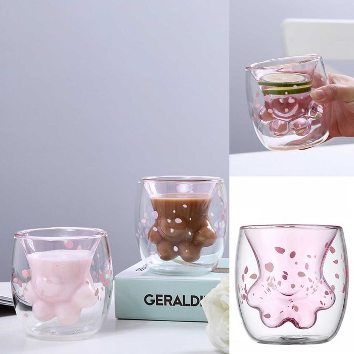 Термоустойчиви чаши лапа с двойно дъно за кафе, чай, капучино 250 мл