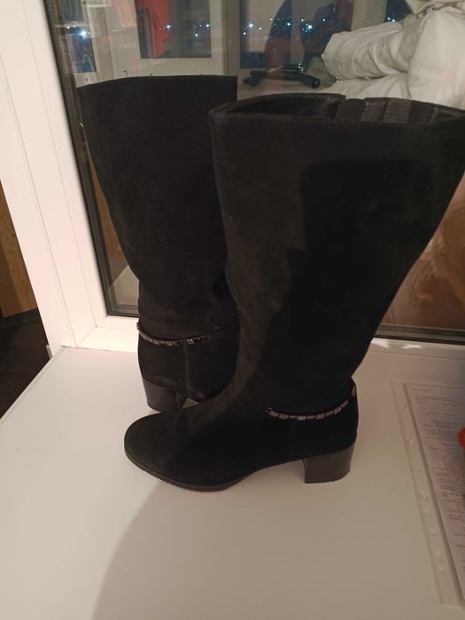 Сапоги зимние замшевые