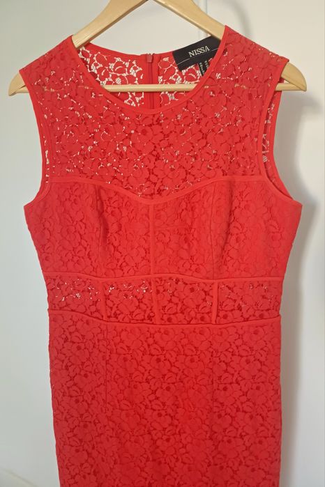Rochie NISSA dantelă roșie ocazie cocktail botez