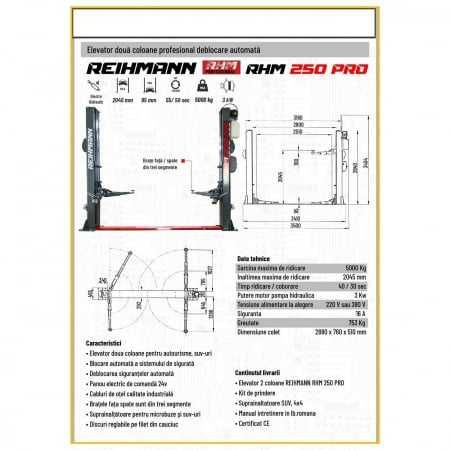 Elevator 2 coloane 5T brate fata/spate din 3 segmente, cod-RHM 250 PRO