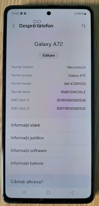 Samsung Galaxy A72 Dual SIM, culoare albastru deschis (Awesome Blue) memorie de128GB, 6GB RAM – Ca Nou, Pachet Complet, Unic Proprietar