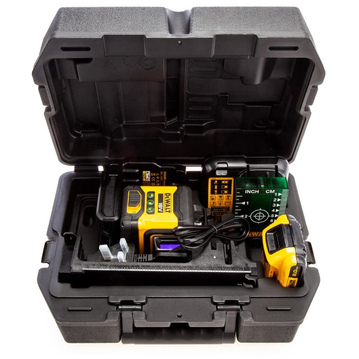 Лазерен нивелир линеен DeWALT DCLE34031D1, 18V, 3 лъча зелени
