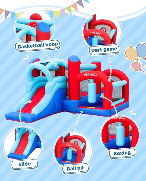 Надувной батут с горкой  и бассейном для шариков