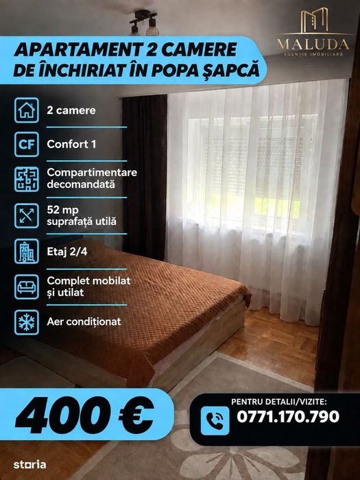 Ap. 2 cam. cf1 dec. de inchiriat Popa Sapca — fotografia 1