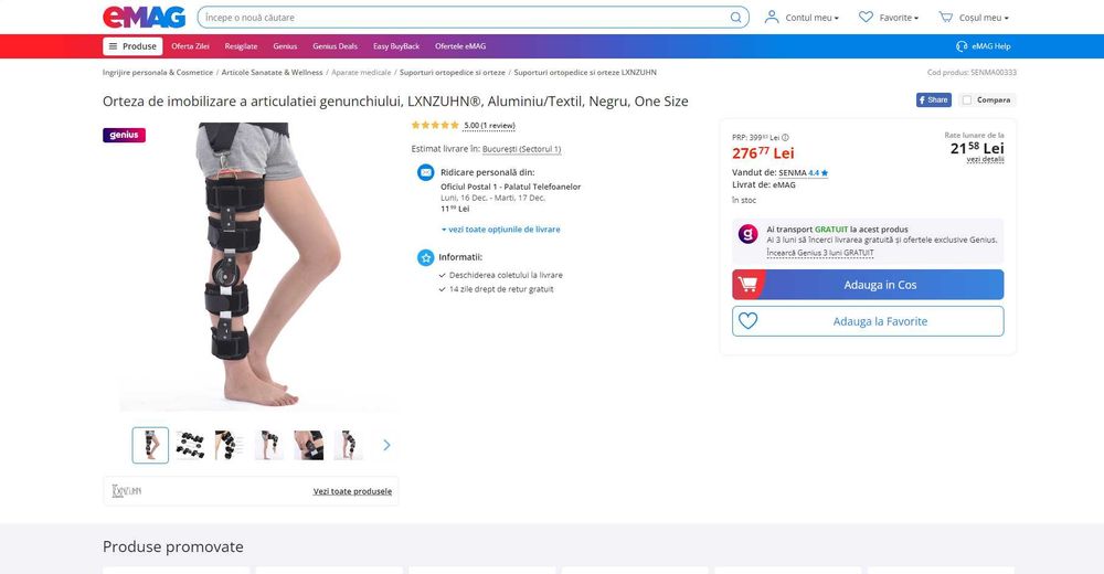 Orteza cu CEAS imobilizare articulatie genunchi, REDUS de la 280RON