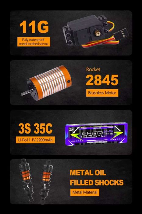 Mini monster PT14R 1:14, brushless, 80км\ч, Червено