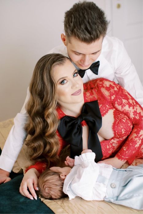 Rochie rosie sexy dantela midi