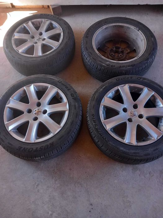 Set jante aluminiu si cauciucuri Peugeot 16 inch cu 4 prezoane