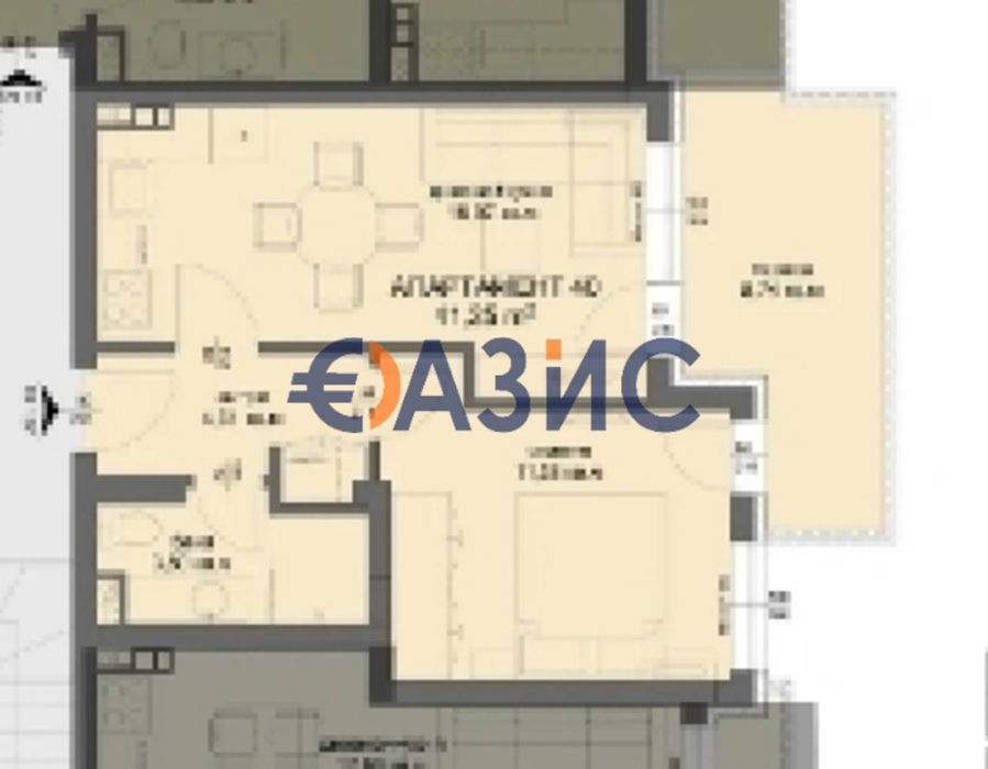 2-стаен апартамент на 5-ти етаж с изглед към морето, Флора Бийч, Сарафово, Бургас - 53,9 кв. м.,#34119564