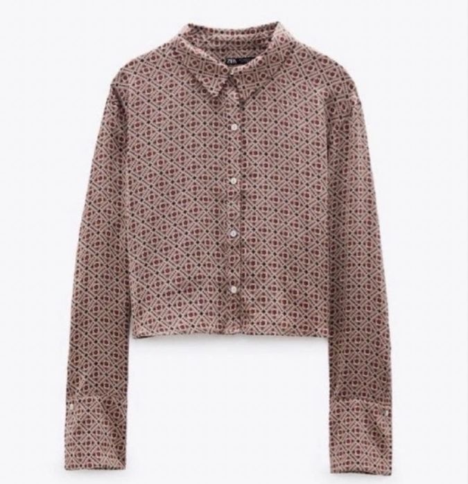 Zara размер XS-S укороченная рубашка кроп топ