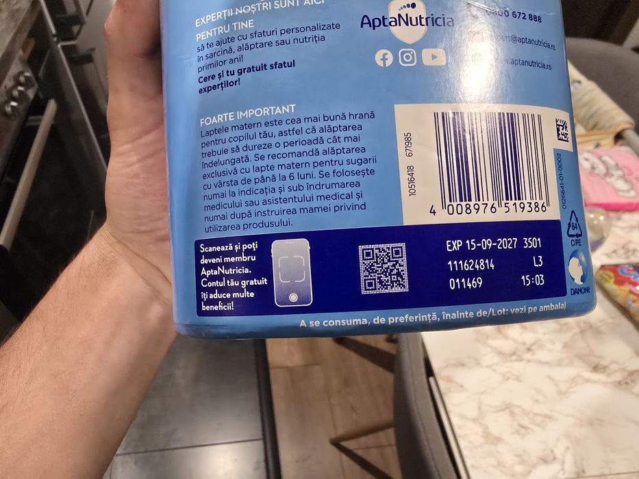 Lapte praf Aptamil Nutri-Biotik 1 Nutri Biotik 0-6luni 800g