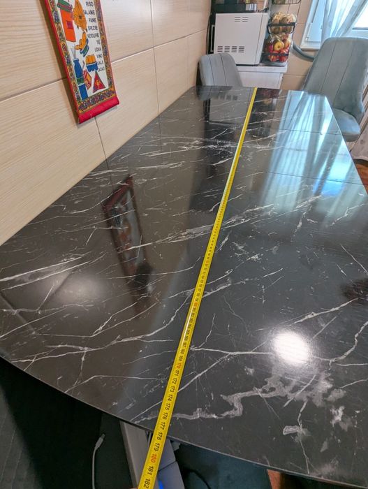 Masa din marmura pentru dining living cu 6 scaune