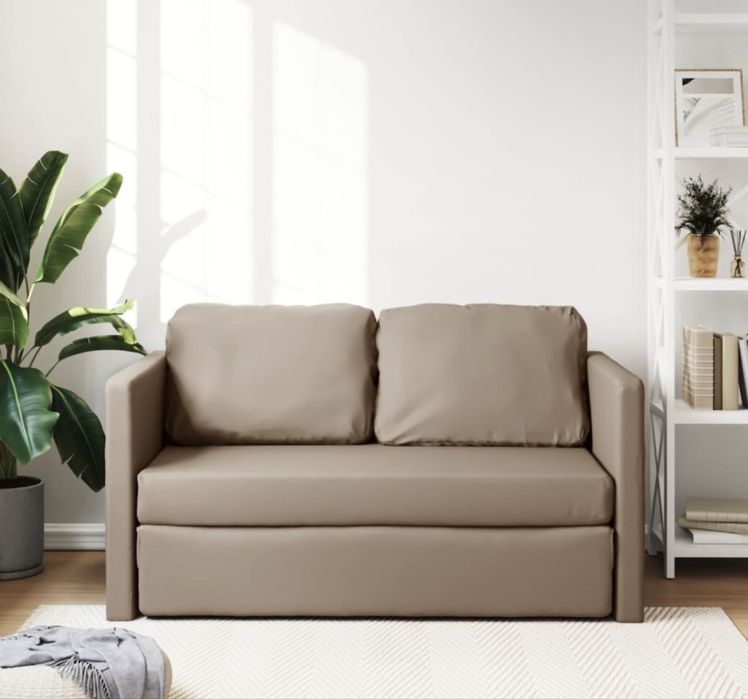 Canapea  Extensibila  2in1, cappuccino, 112x174x55 , piele eco