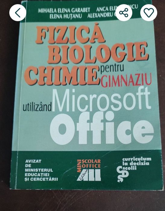 Fizica,Biologie,Chimie pt gimnaziu utilizând Microsoft Office