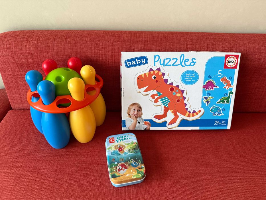 Мини детски боулинг, магнитна игра HaPe Риболов, бебешки пъзел Educa