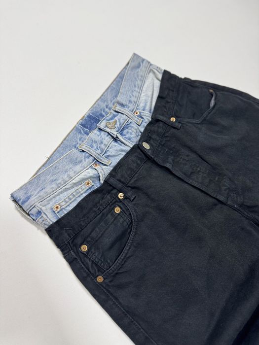Blugi reworked Y2K levi’s double wasit flared black & blue