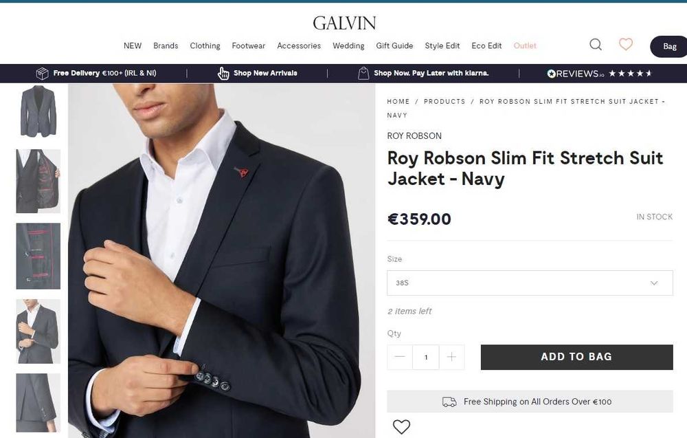 Sacou blazer slim 54 XXL premium Roy Robson lana super 110's albastru