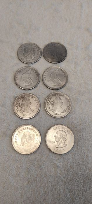 Lot 8 monede vechi dolar american