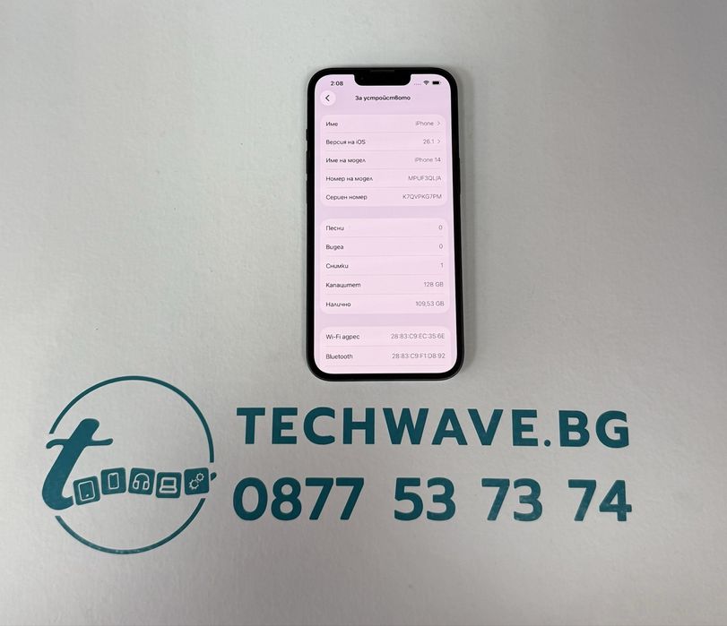 Apple iPhone 14 128GB Midnight Blue , втора употреба