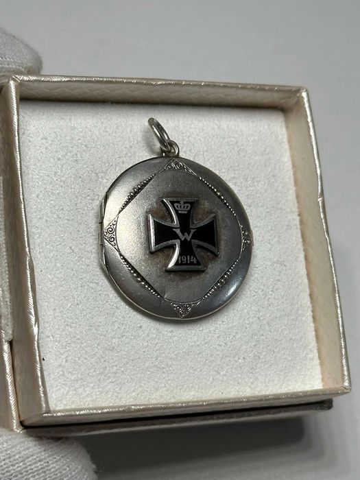 MEDALION se deschide - ARGINT 800 - German - Crucea de fier -1914 -WW1