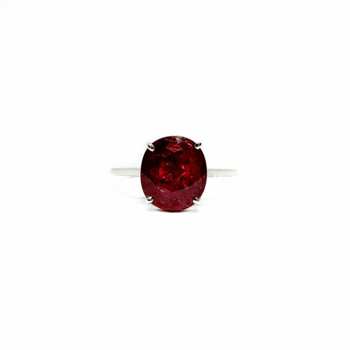 Inel din aur alb 14k cu rubin natural 3.51 CT NOU