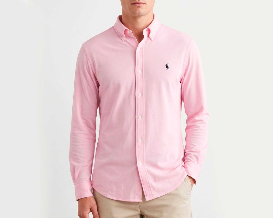 RALPH LAUREN Featherweight Mesh Оригинална мъжка розова риза размер XL