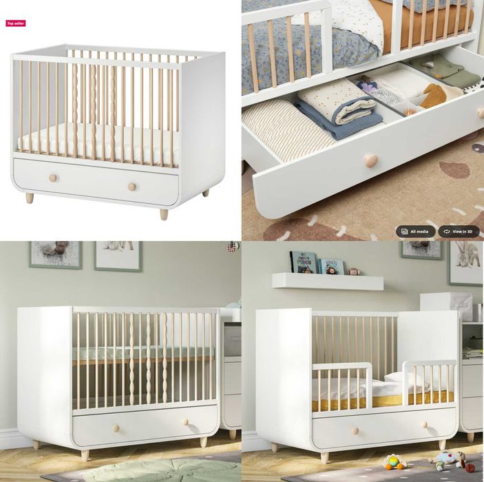 IKEA MYLLRA – бебешко креватче с матрак и пълен комплект аксесоари