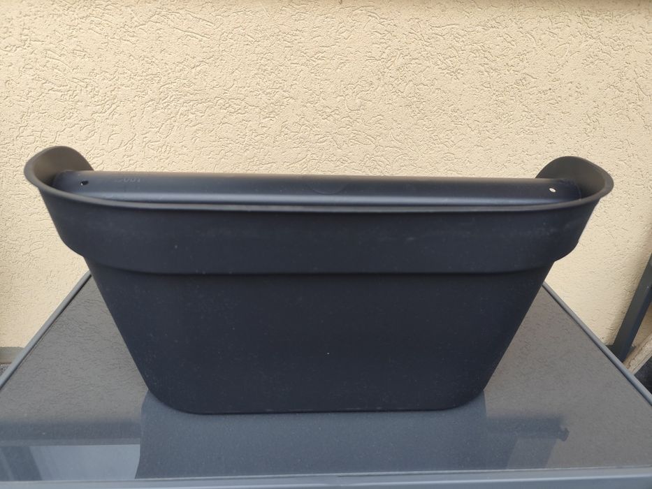 Jardiniere balcon cu polita pt răcoritoare gri antracit