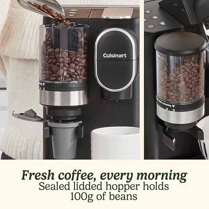 Aparat de cafea Cuisinart One Cup Grind And Brew , sistem „bean-to-cup” (boabe la ceașcă),3 dimensiuni de ceașcă, filtru reutilizabil, culoare neagră.