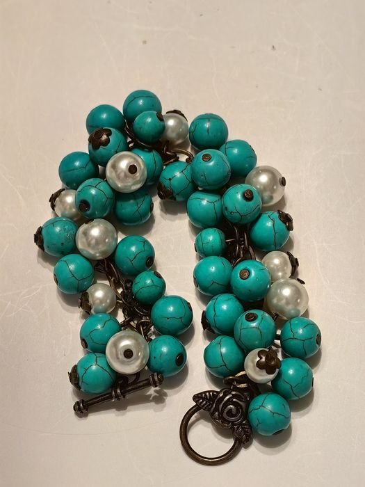 Браслет, бирюза, жемчуг.