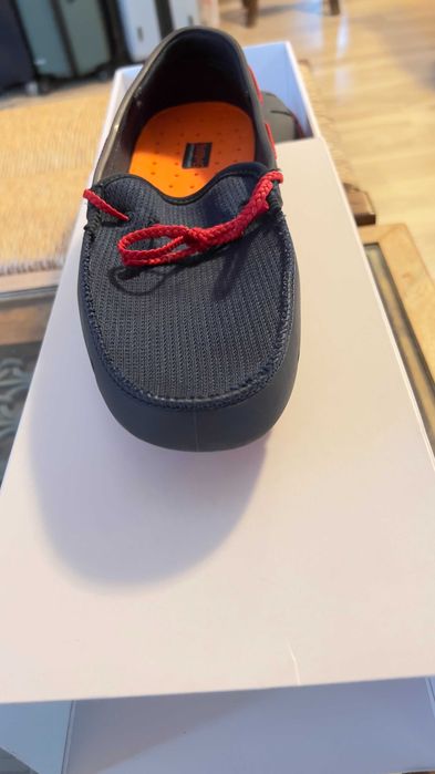 Pantofi SWIMS Braided Lace Loafer (US 11/EU 44) Navy/Red, noi