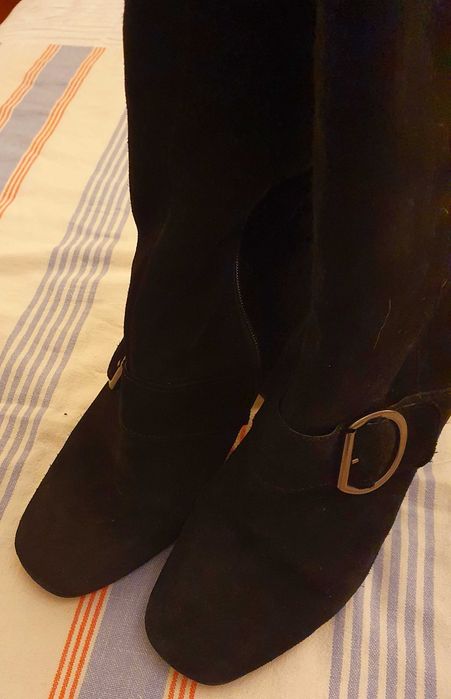 Cizme piele intoarsa negre, marime 39