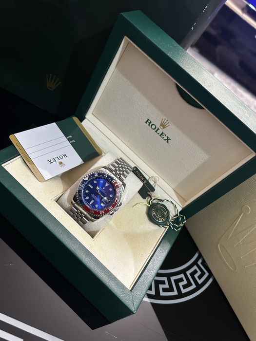 Ceas tip GMT Master II Pepsi albastru rosu full set cutie mare nou