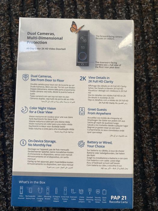 Sonerie video eufy E340 Wireless Dual Camera 2K HD, negru nouă sigilat