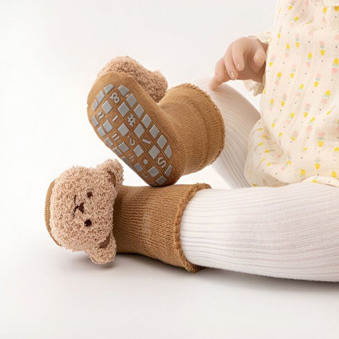 Неплъзгащи се бебешки чорапи с дизайн на мече - Незаменим комфорт и бе