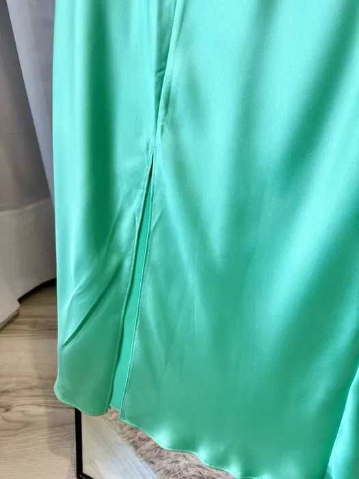 Zara rochie midi satin corset verde spate gol