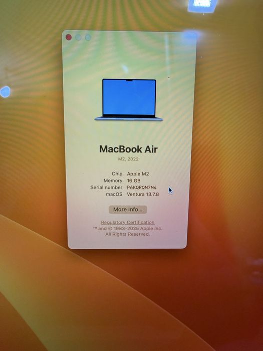 Macbook Air 13.6” M2 16/256