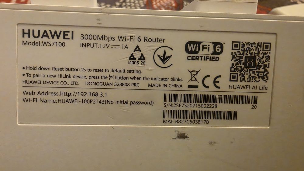 Router Huawei WS7100  wifi6 3000mbs