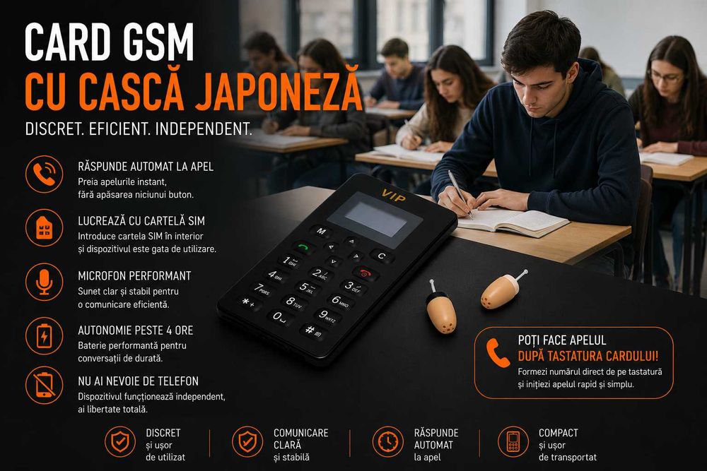 Dispozitiv de Copiat Casca de Copiat Card GSM cu raspuns automat si tastaura Ecran Casti de Copiat Inteligente