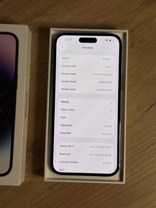 iPhone 14 Pro Max 93% Deep Purple Full box 128 GB ca nou