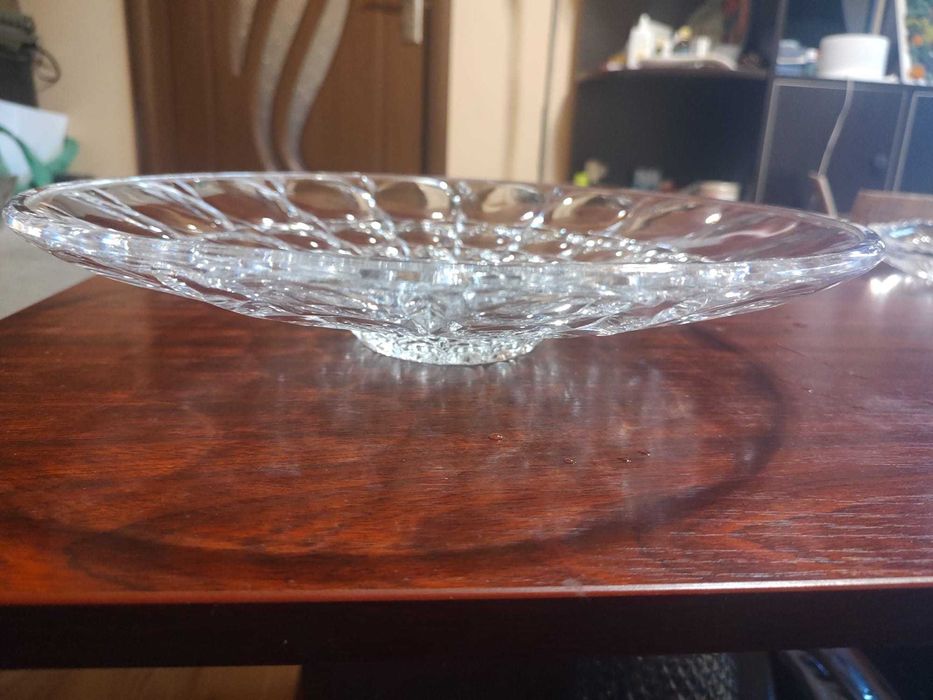 Fructiera Platou foarte mare din Cristal gravat model bubble