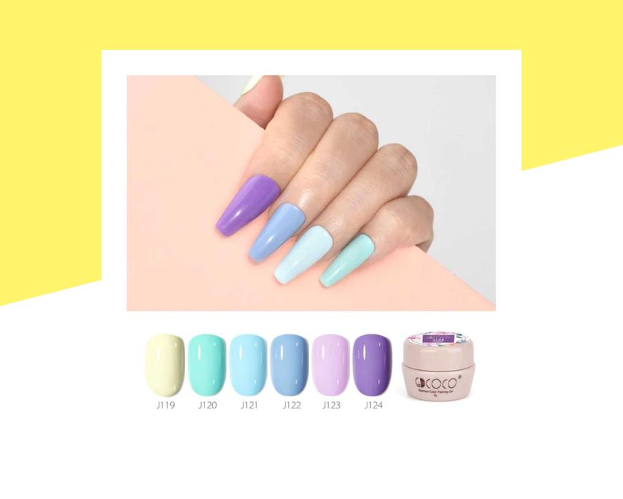 Комплект UV/LED пастелни гел бои серия "Macaron" GDCOCO – 6 броя