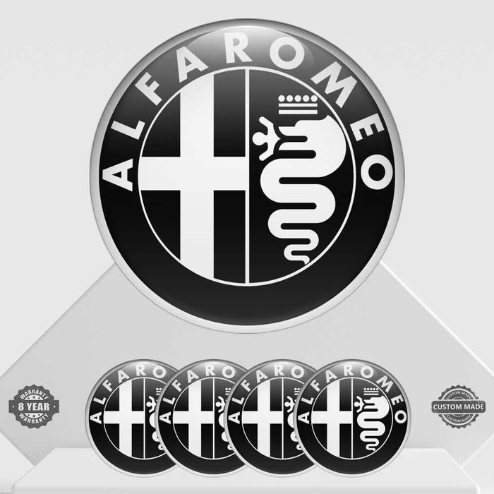 4 броя Силиконови стикери за Капачки за Джанти с лого Алфа Ромео
