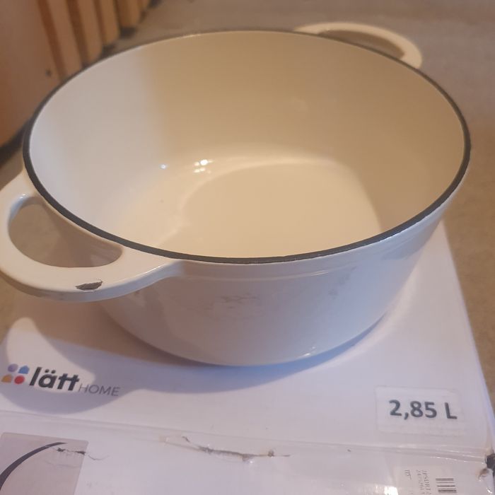 Ceaun din fonta emailata 2.8L, Lätt Home, cu capac 22 cm, alb