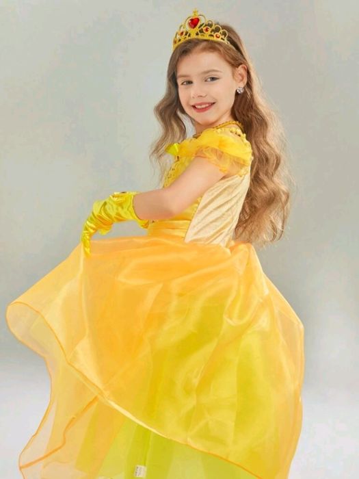 Ефирна рокля- костюм на принцеса Бел + Подарък коронка!